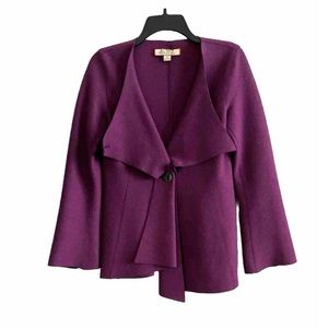 Beyond Threads Purple Bell Sleeve Alpaca Wool One Button Jacket Size XS